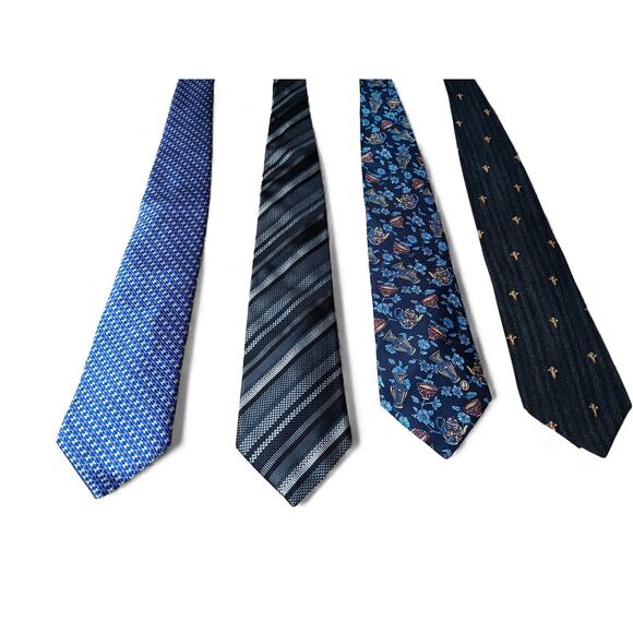 Dunhill Silk Tie Bundle 4 Luxury Designer Neckties 56 Inch Length - Picture 3 of 14